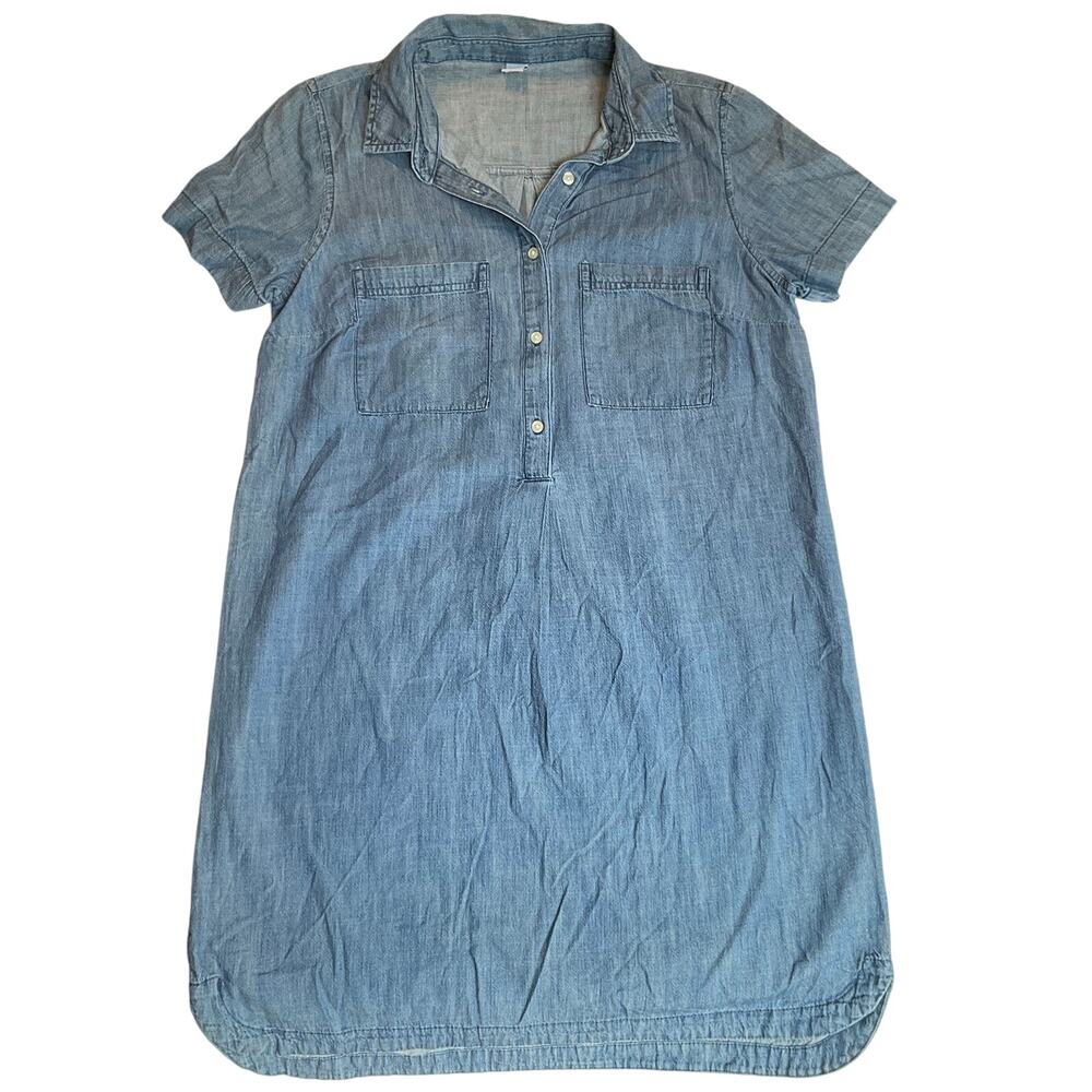 Old Navy Women Half Button Up Shirt Dress Size M Blue Denim Collared Front